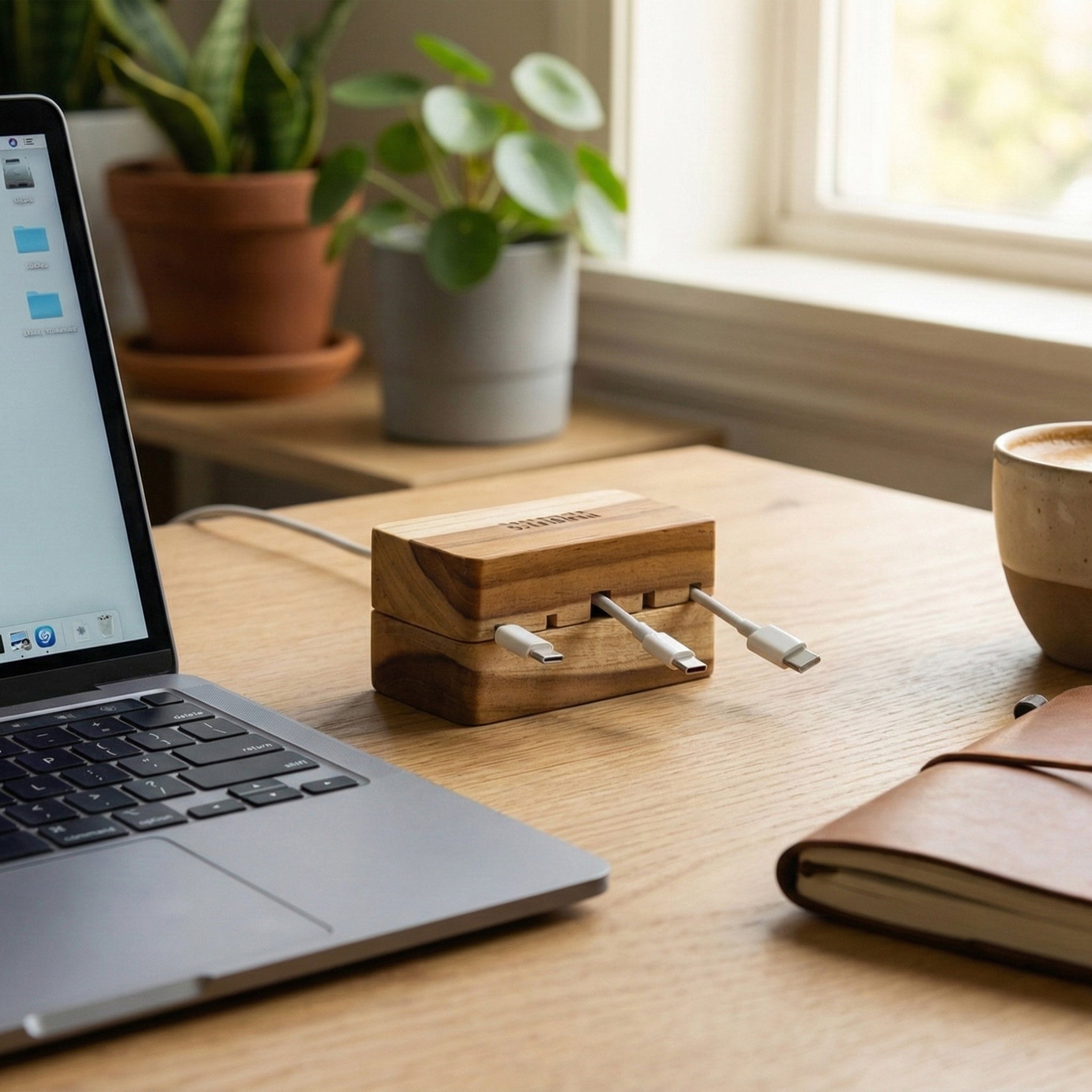 Chặn gỗ giữ dây cáp - "Bitelock" từ Peanut’s Woodworks