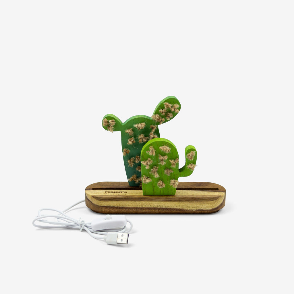 Wooden cactus-shaped night light - "Cactiny" from Peanut’s Woodworks