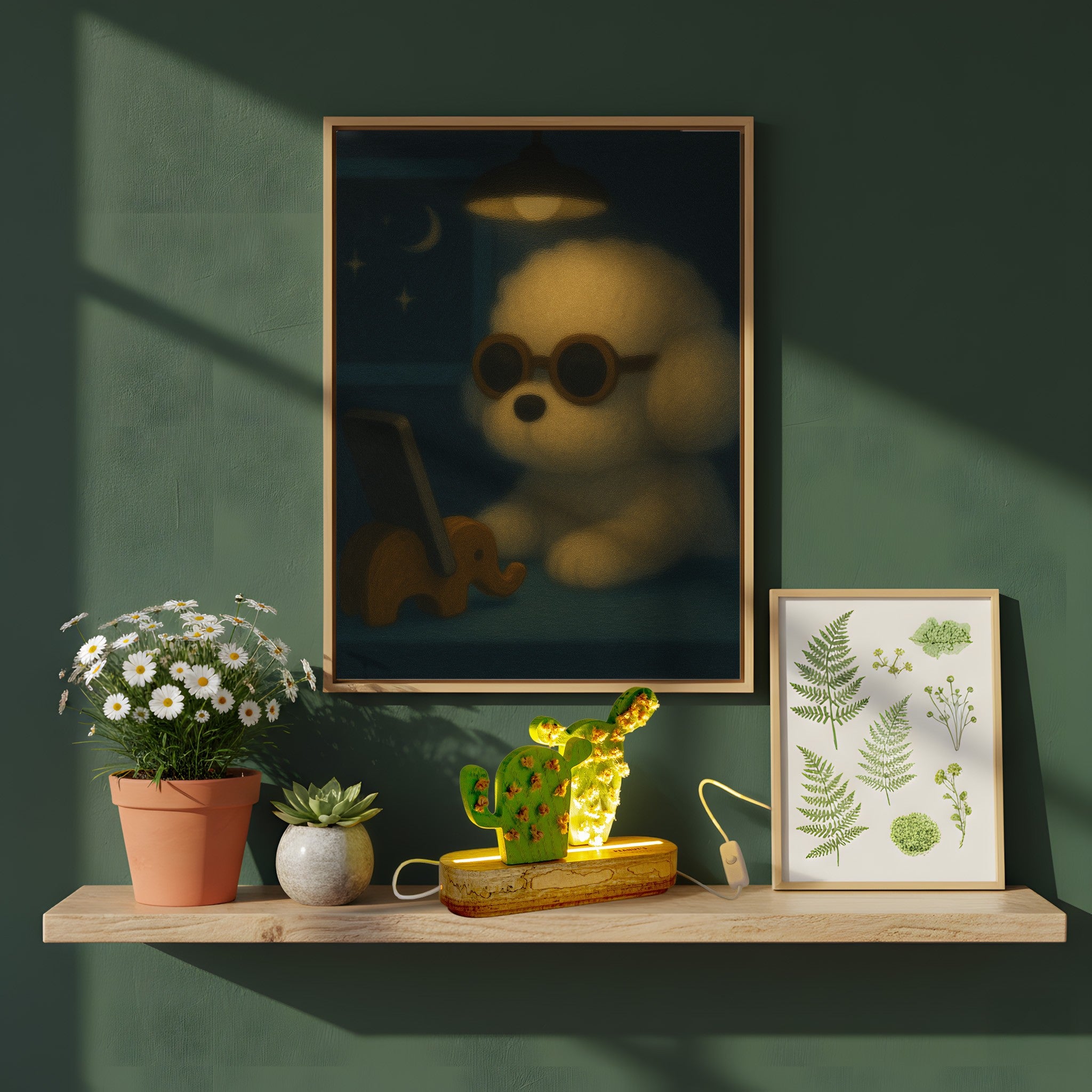 Đèn ngủ gỗ hình xương rồng - "Cactiny" từ Peanut’s Woodworks