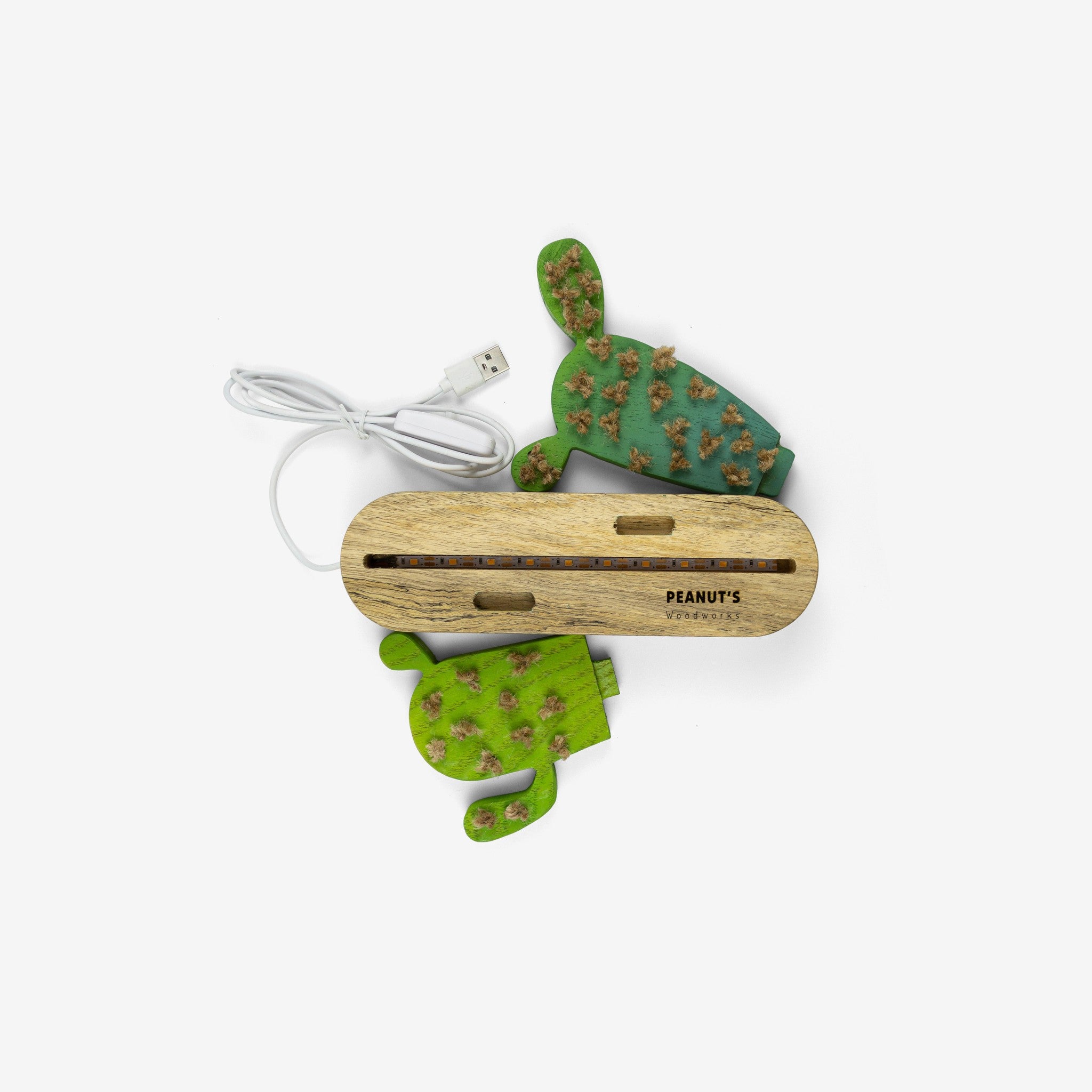 Đèn ngủ gỗ hình xương rồng - "Cactiny" từ Peanut’s Woodworks