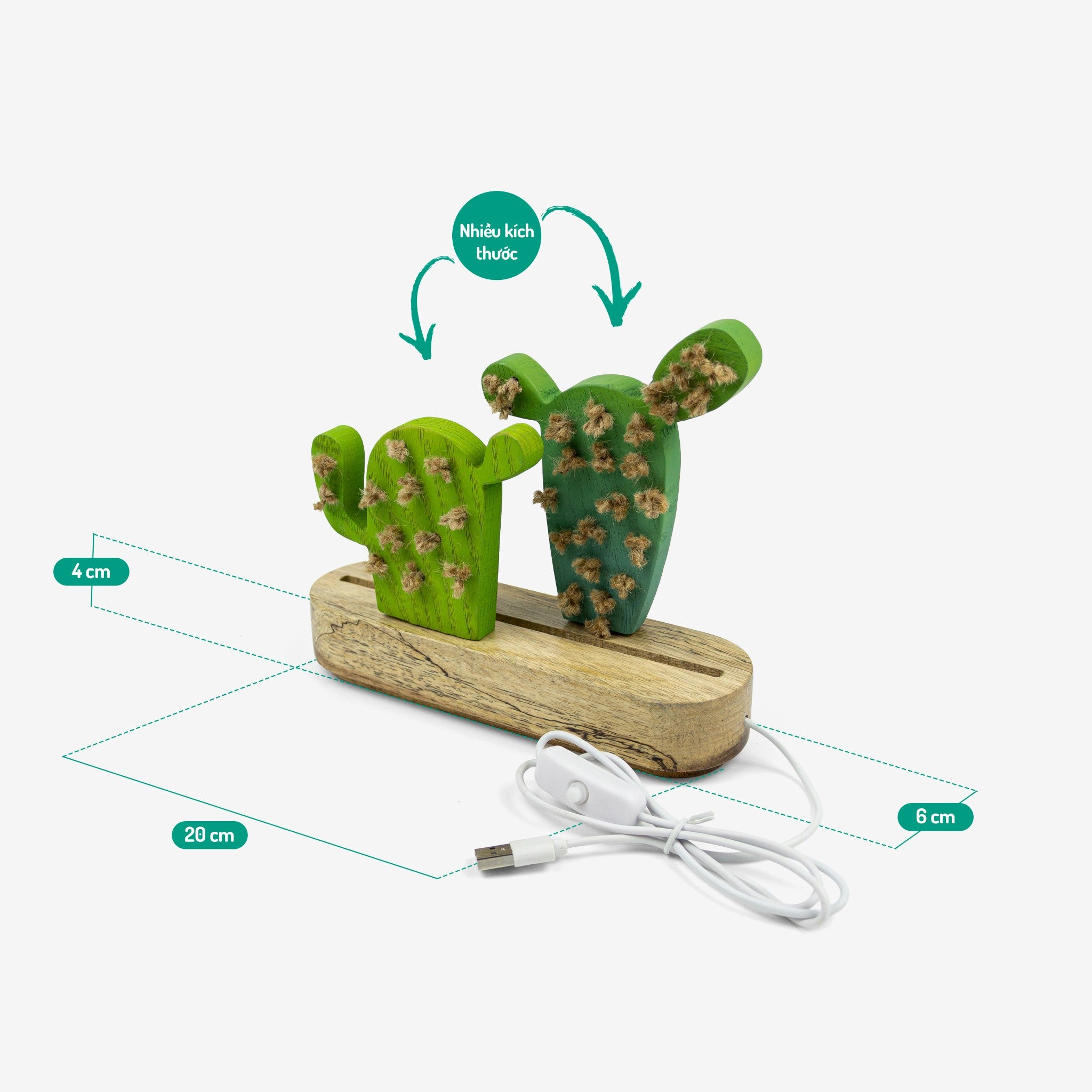 Wooden cactus-shaped night light - "Cactiny" from Peanut’s Woodworks