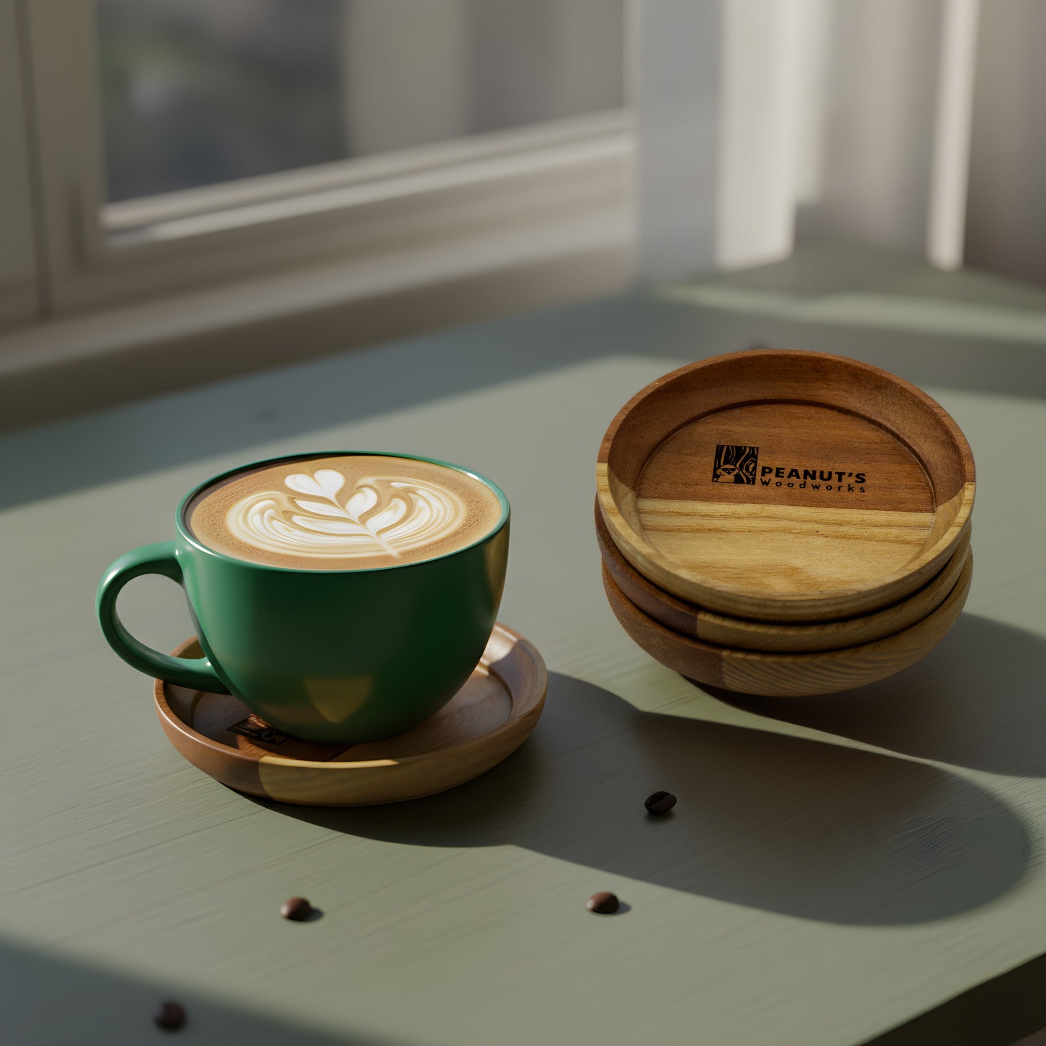 [Bộ 6 cái] Lót ly gỗ tròn - "Cái Mâm" từ Peanut’s Woodworks