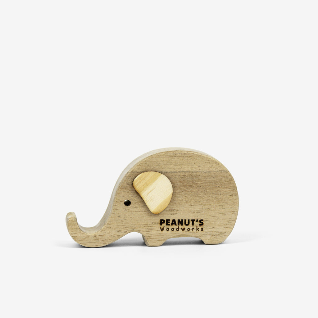 Wooden phone stand in the shape of an elephant - "Cellephant" from Peanut's Woodworks
