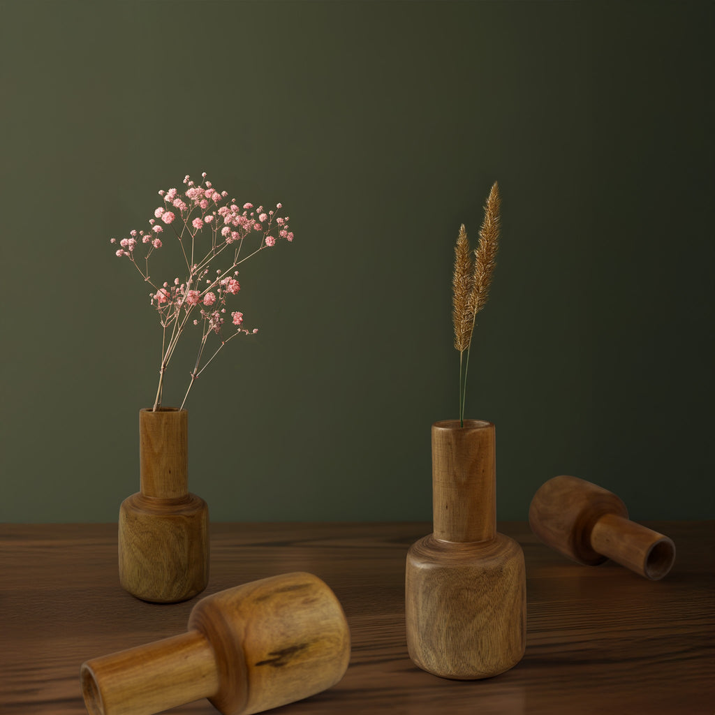 Mini wooden table vase - "Mortar and Pestle" from Peanut's Woodworks