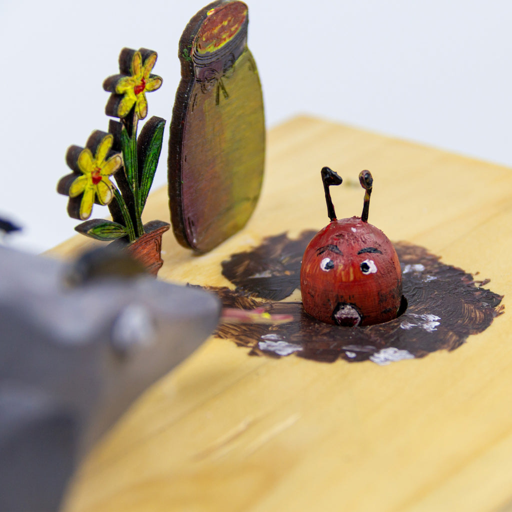 Mechanical wooden toy - "Nomnom Tamandua" from Peanut’s Woodworks