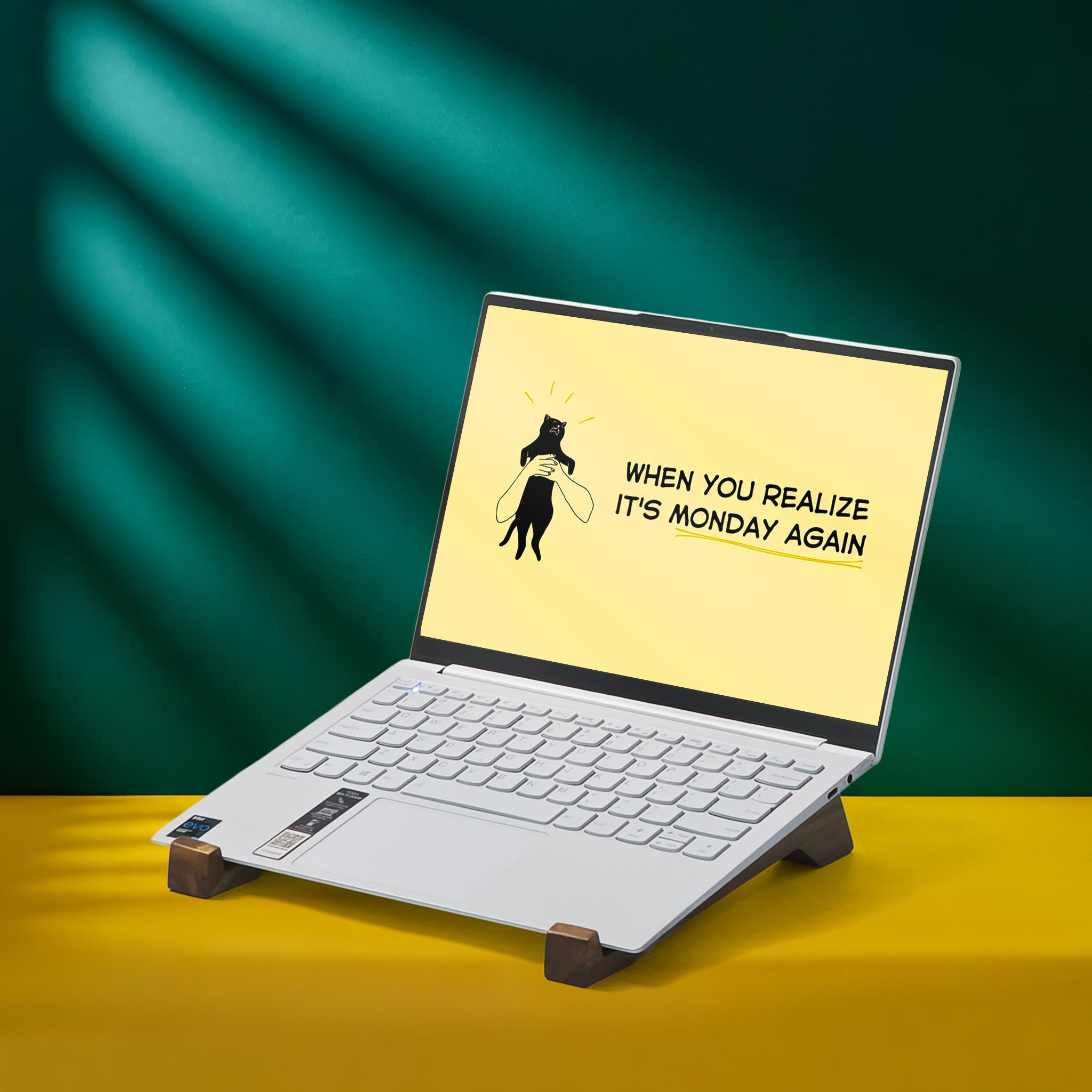 Laptop stand inclined for heat dissipation - "Overstand" from Peanut’s Woodworks