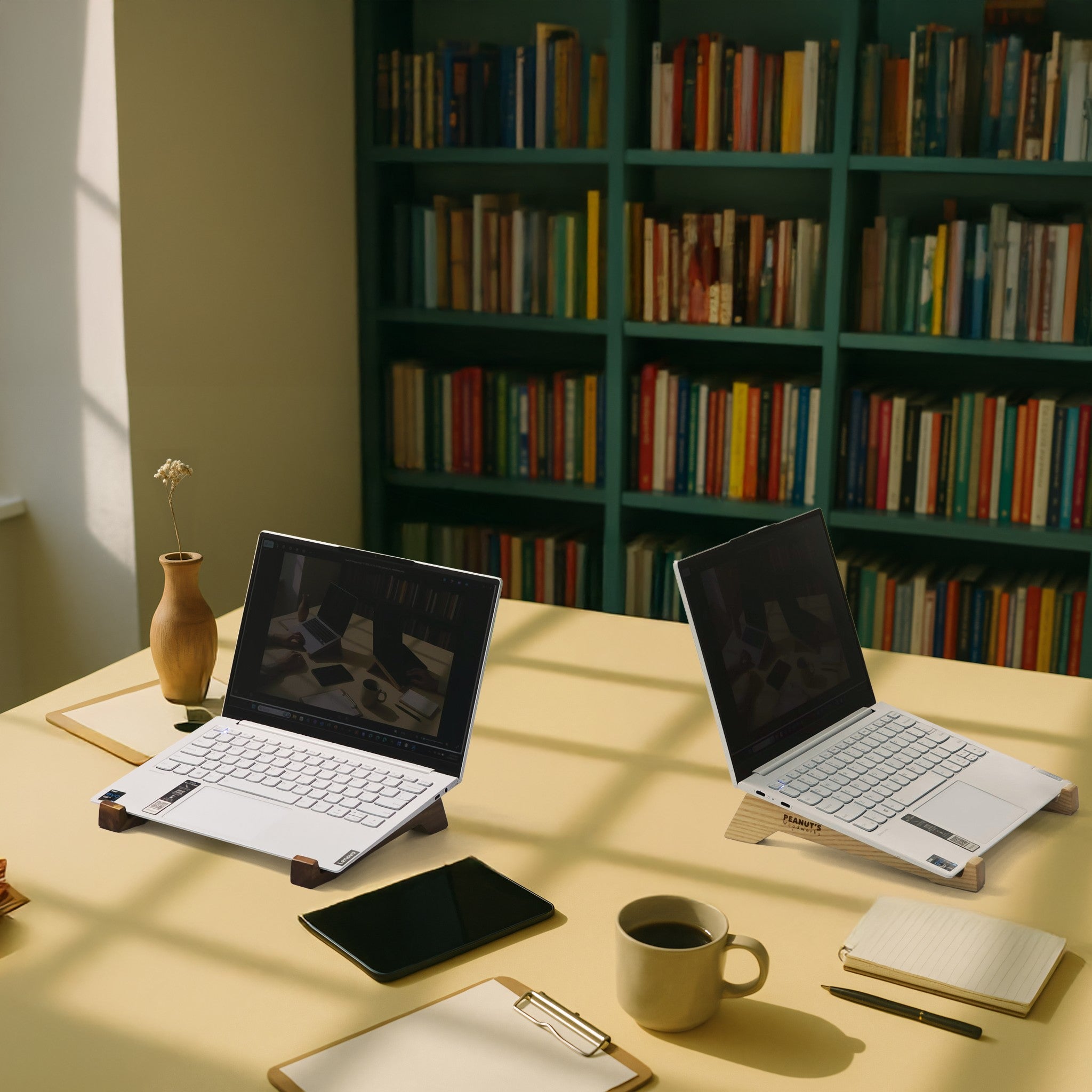 Laptop stand inclined for heat dissipation - "Overstand" from Peanut’s Woodworks