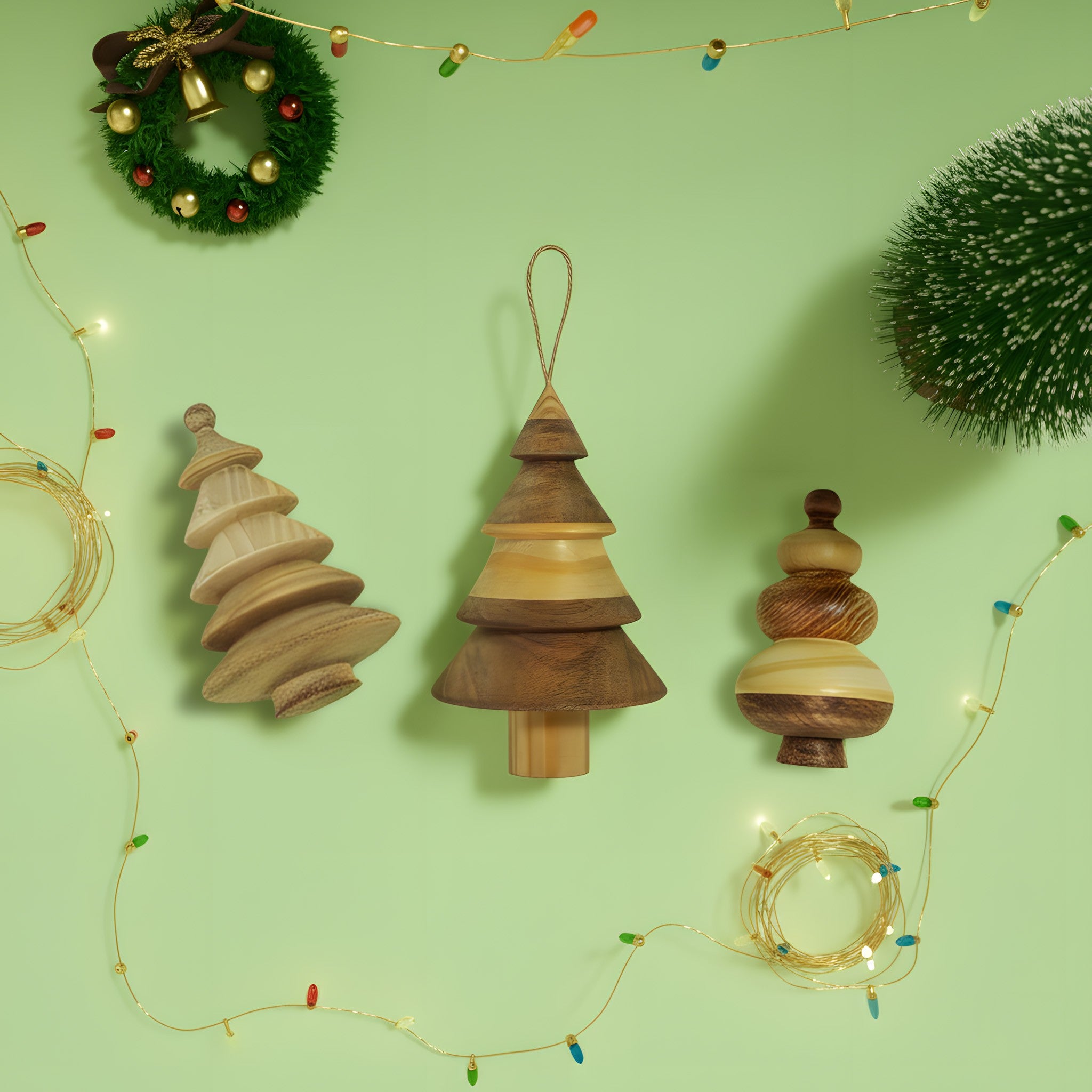 Bộ cây gỗ trang trí Giáng Sinh - "Rừng thông Bồ Bồ" từ Peanut's Woodworks