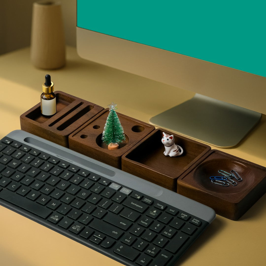 Bộ khay gỗ xếp đồ bàn làm việc – “Squarelings” từ Peanut's Woodworks