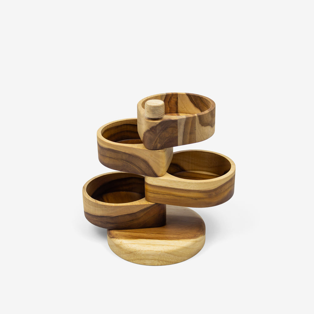 Khay gỗ xoay nhiều ngăn - "Staircase" từ Peanut's Woodworks