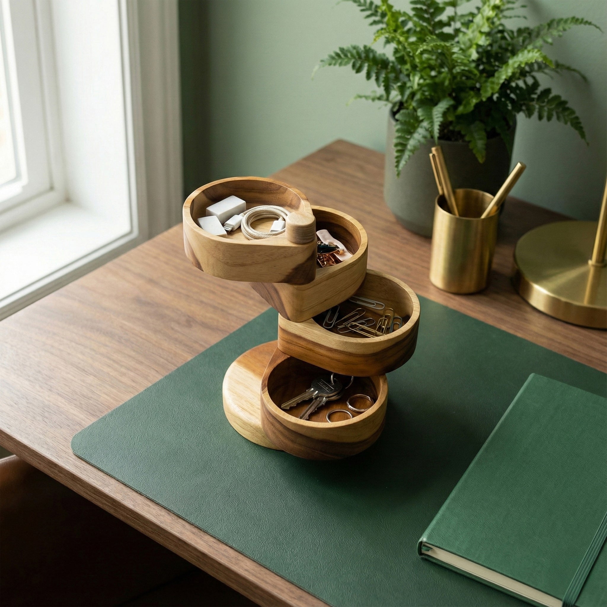 Khay gỗ xoay nhiều ngăn - "Staircase" từ Peanut's Woodworks