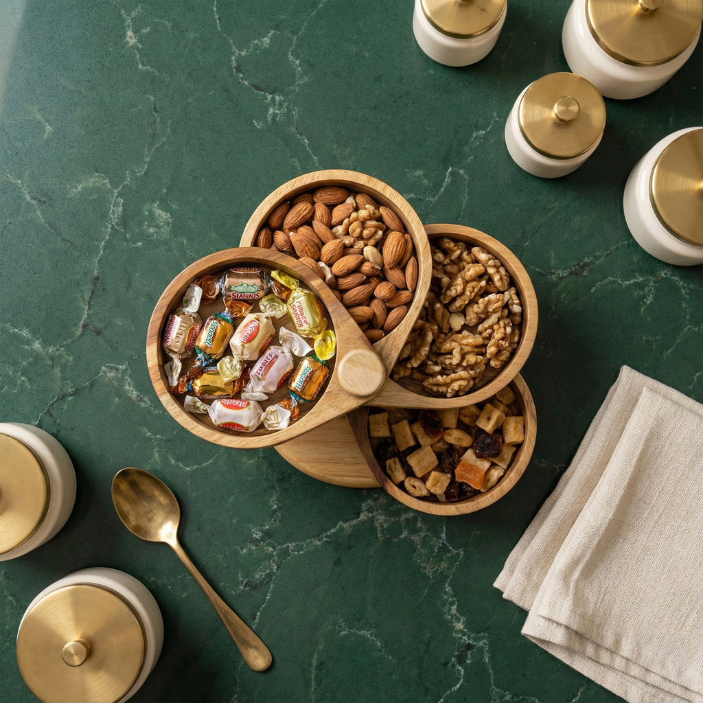 Khay gỗ xoay nhiều ngăn - "Staircase" từ Peanut's Woodworks