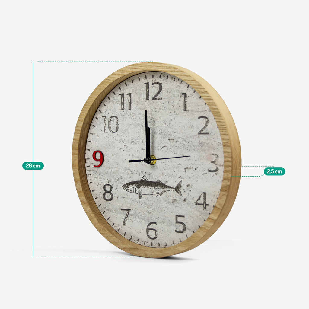 Large wooden table clock with stone face - "Stonekeeper" from Peanut’s Woodworks