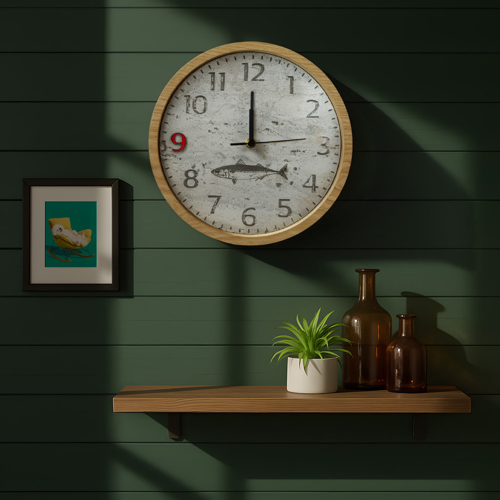 Large wooden table clock with stone face - "Stonekeeper" from Peanut’s Woodworks