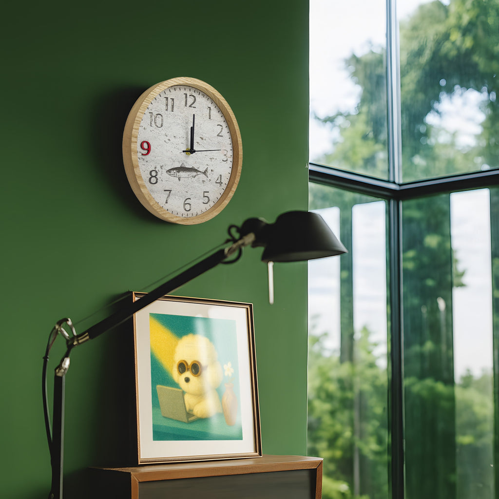 Large wooden table clock with stone face - "Stonekeeper" from Peanut’s Woodworks