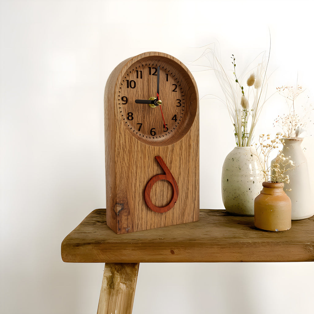Standing wooden desk clock - "Tallnut" from Peanut’s Woodworks