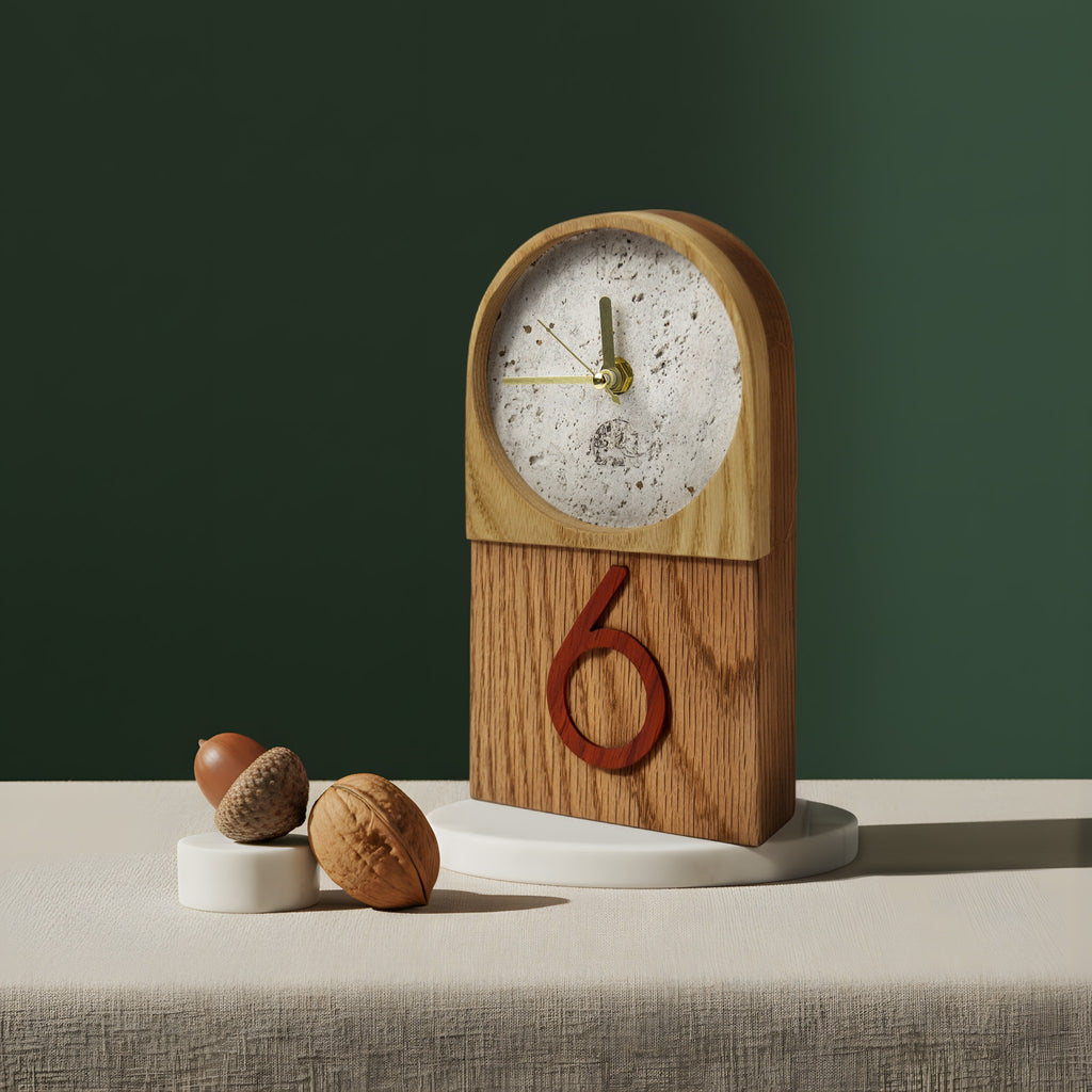 Standing wooden desk clock - "Tallnut" from Peanut’s Woodworks