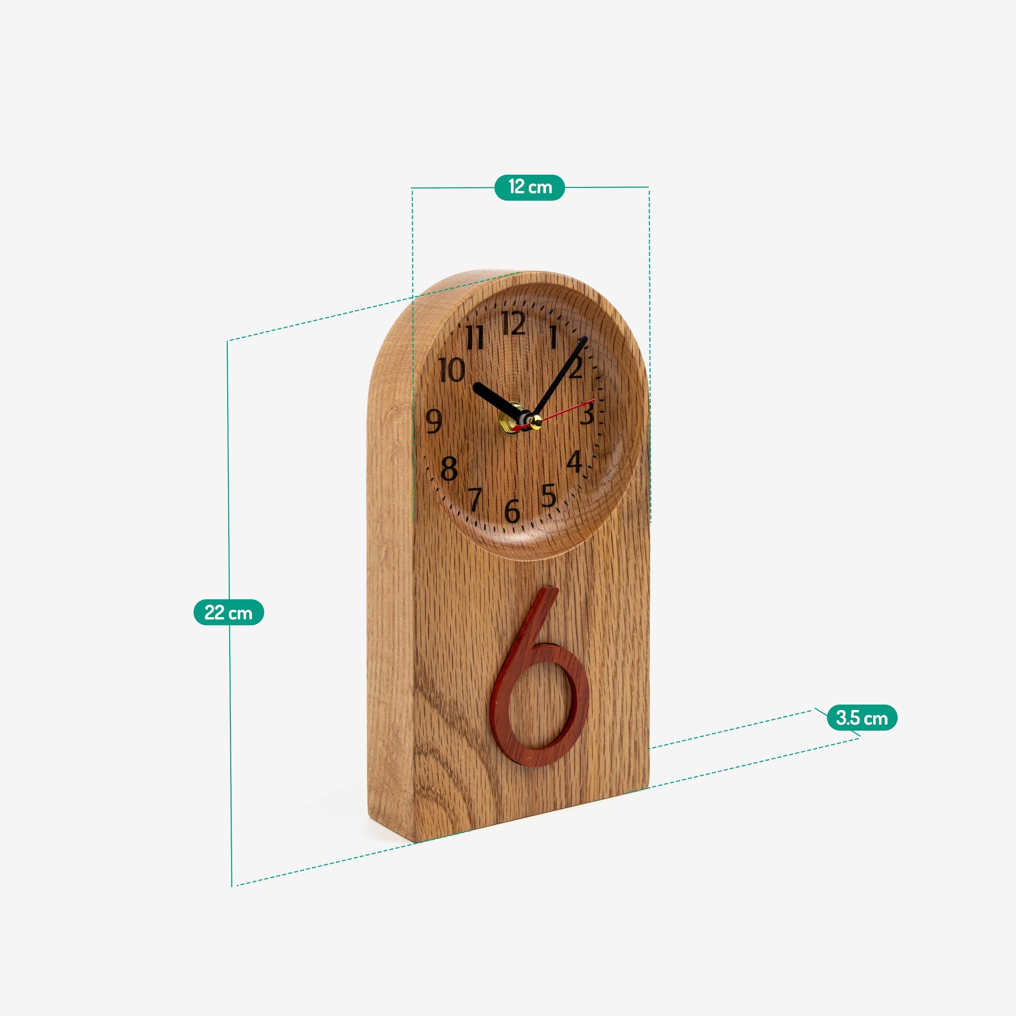 Standing wooden desk clock - "Tallnut" from Peanut’s Woodworks