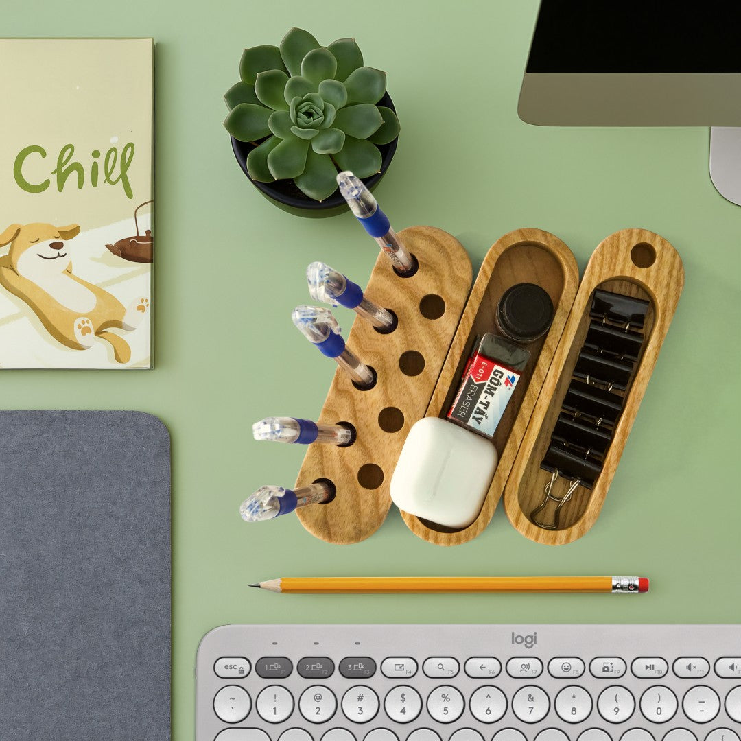 Bộ khay gỗ xếp đồ bàn làm việc – “Treepod” từ Peanut's Woodworks