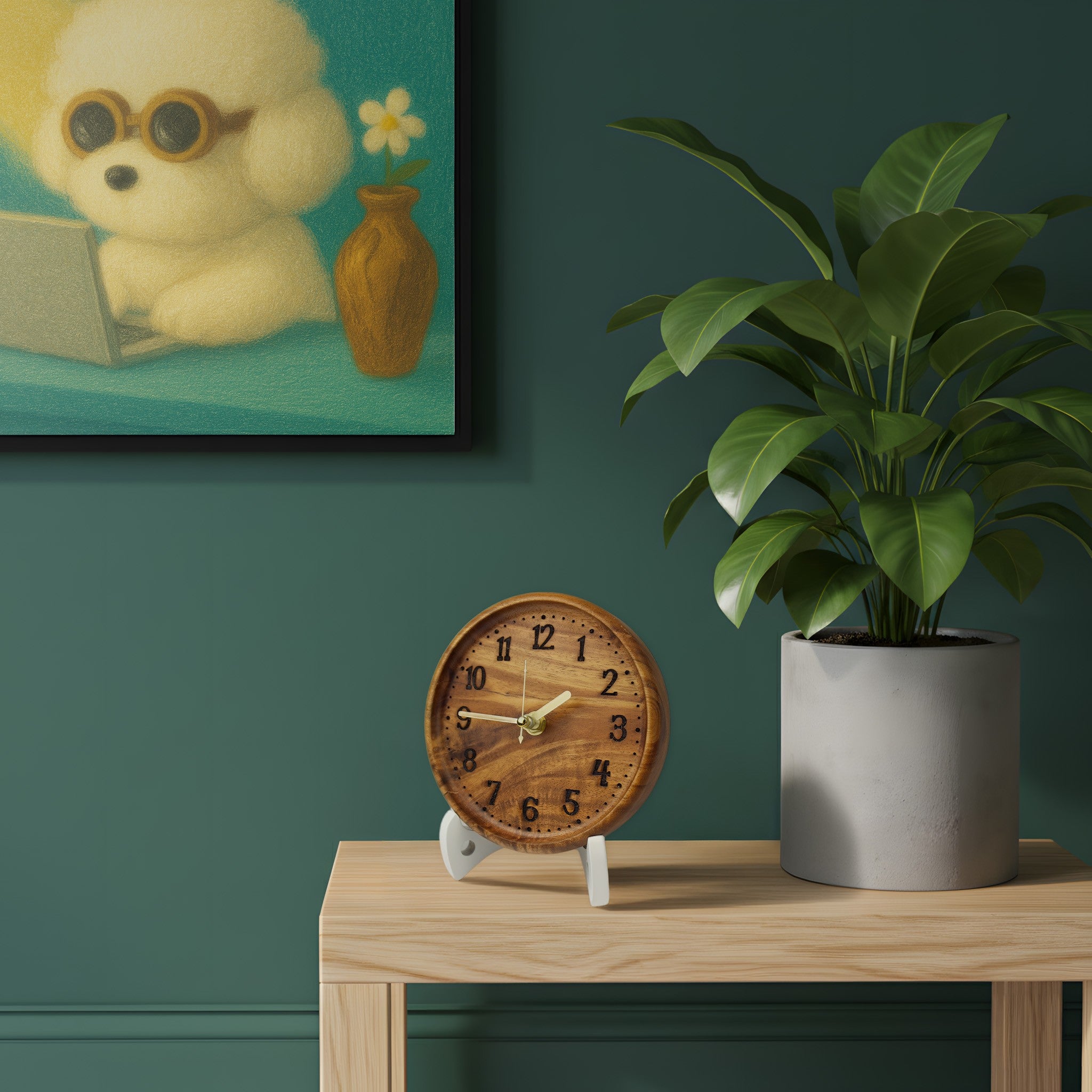 Đồng hồ gỗ để bàn hình tròn - "Woockie" từ Peanut’s Woodworks