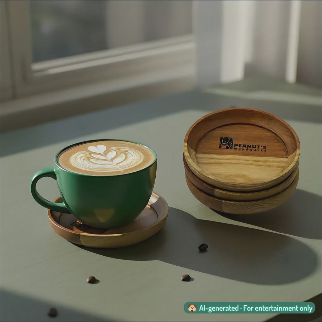 [Bộ 6 cái] Lót ly gỗ tròn - "Cái Mâm" từ Peanut’s Woodworks