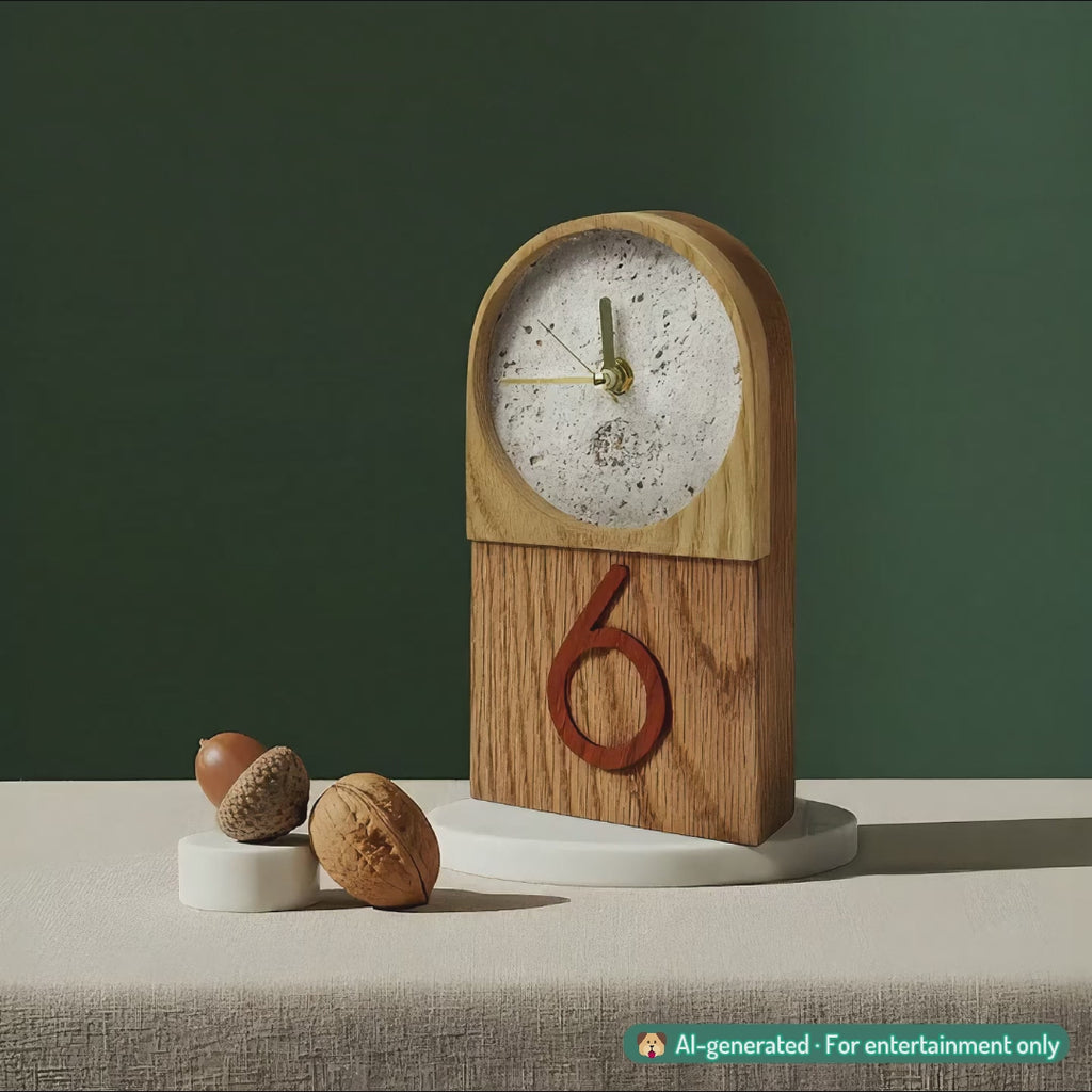 Standing wooden desk clock - "Tallnut" from Peanut’s Woodworks