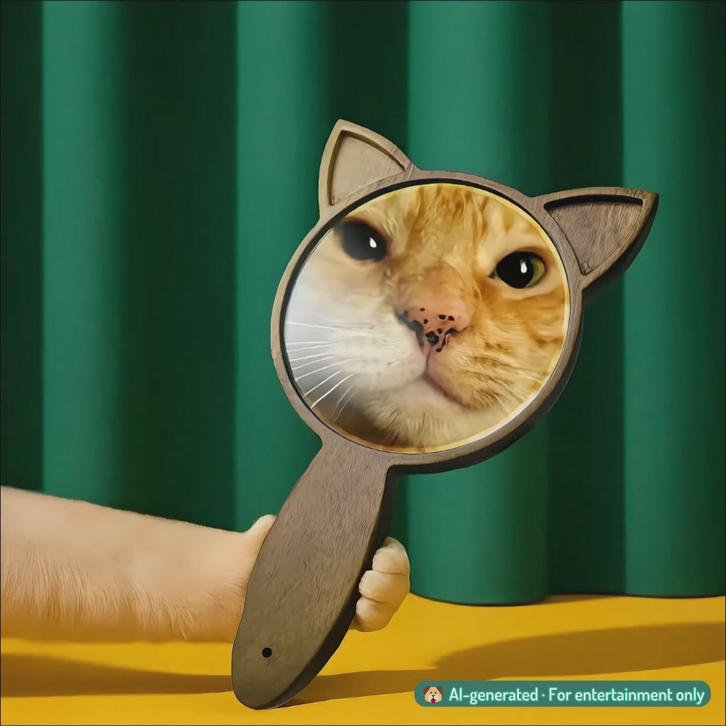 Wooden handheld mirror - "Mewrror" from Peanut’s Woodworks