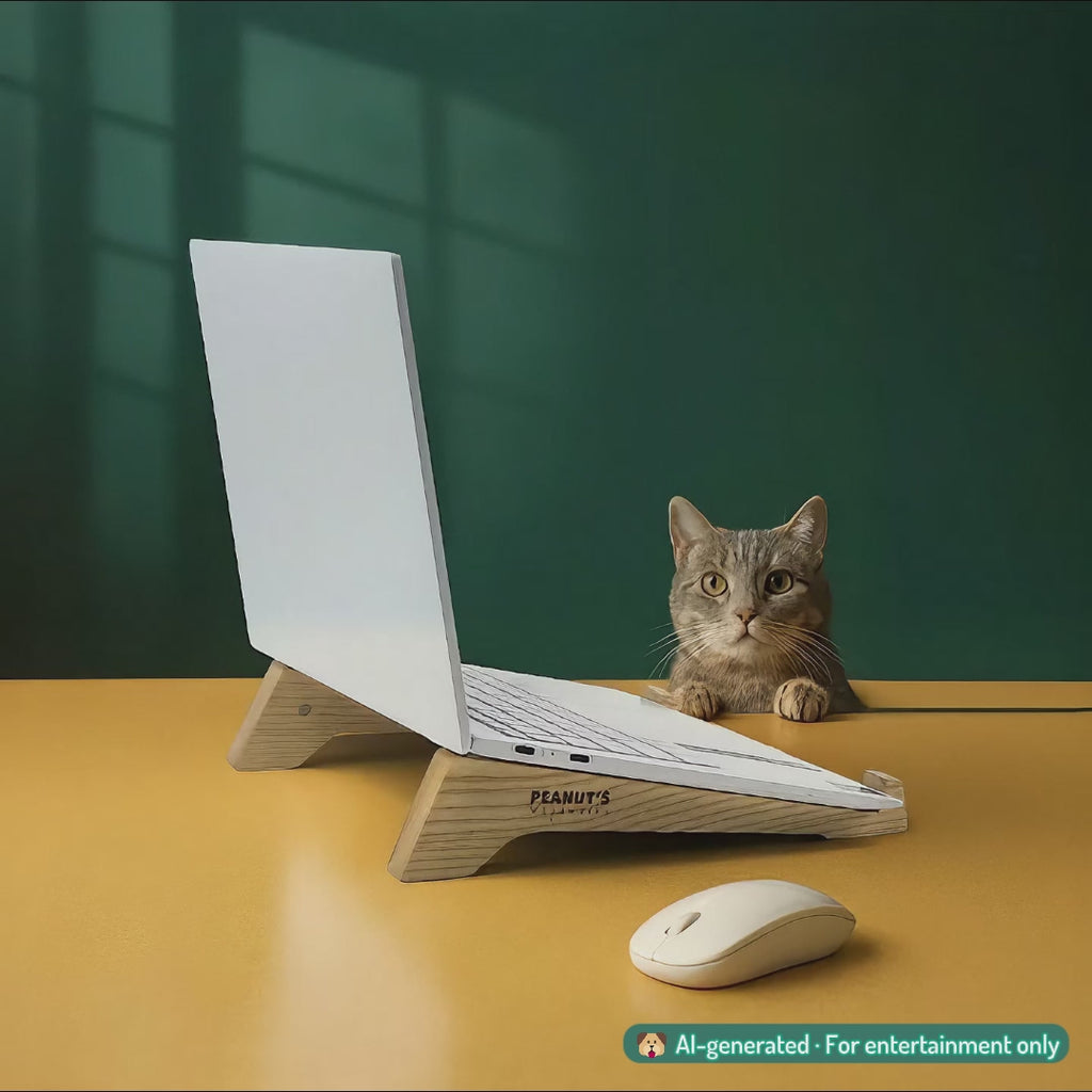 Laptop stand inclined for heat dissipation - "Overstand" from Peanut’s Woodworks